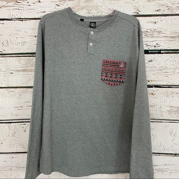 Volcom Other - Volcom Pacsun Grey Henley Long Sleeve Size Large